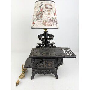 Vintage Crescent Cast Iron Mini Stove Lamp Burner Covers Tested Worked Lampshade